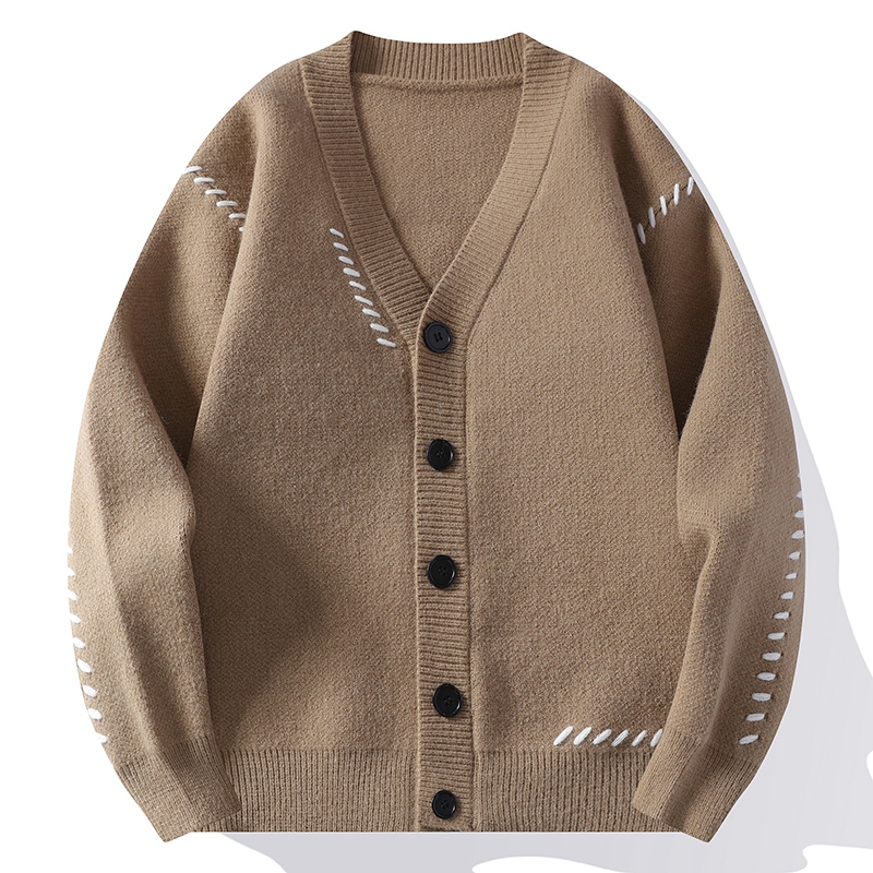 Men'S Fashion V Neck Sweater - 2024 Autumn/Winter New Men's Casual Knitted
