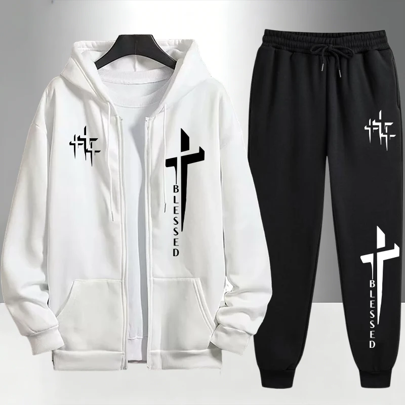 Men'S Fashion Zipper Hoodie - Urban Causal Fashion Hoodies Outerwear Sets
