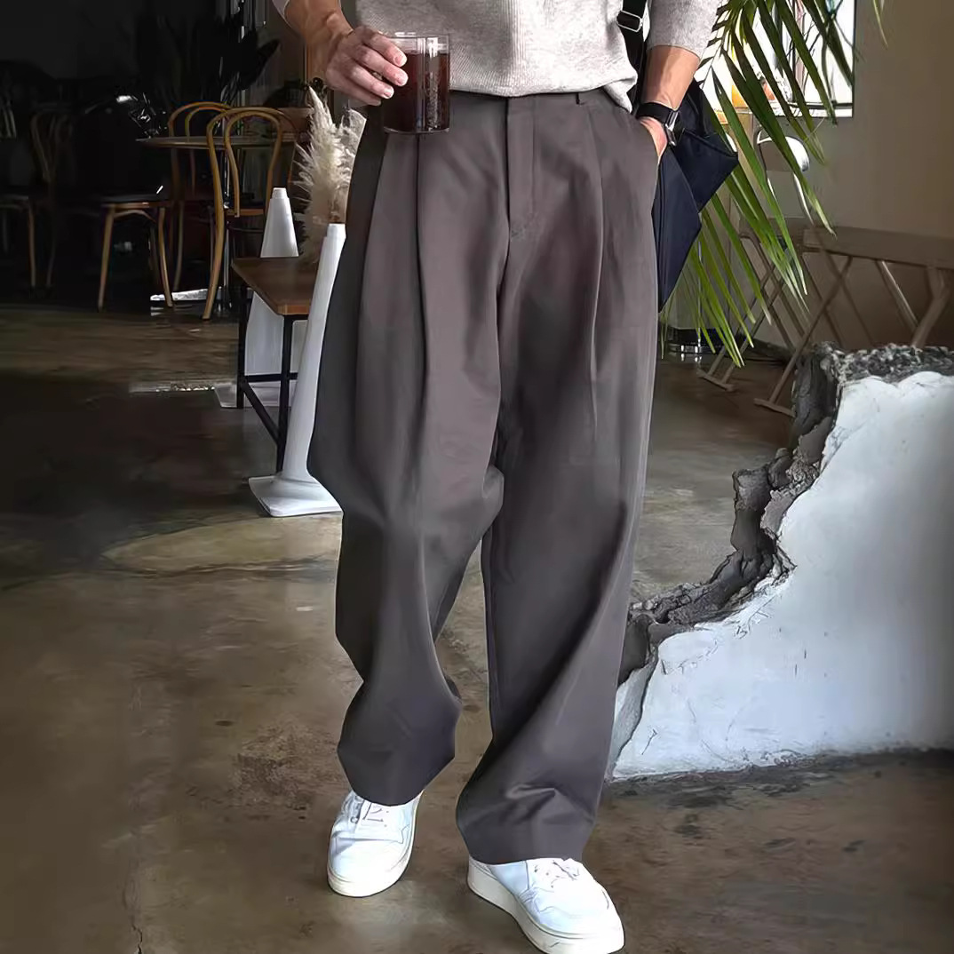Mens Fashion Dark Grey Pants - Men's Dark Grey Black Solid Color
