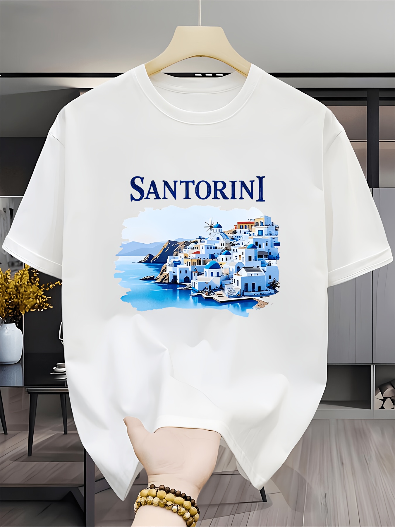 Men'S Fashion Greece - Vintage Santorini Greece Landscape T Shirt