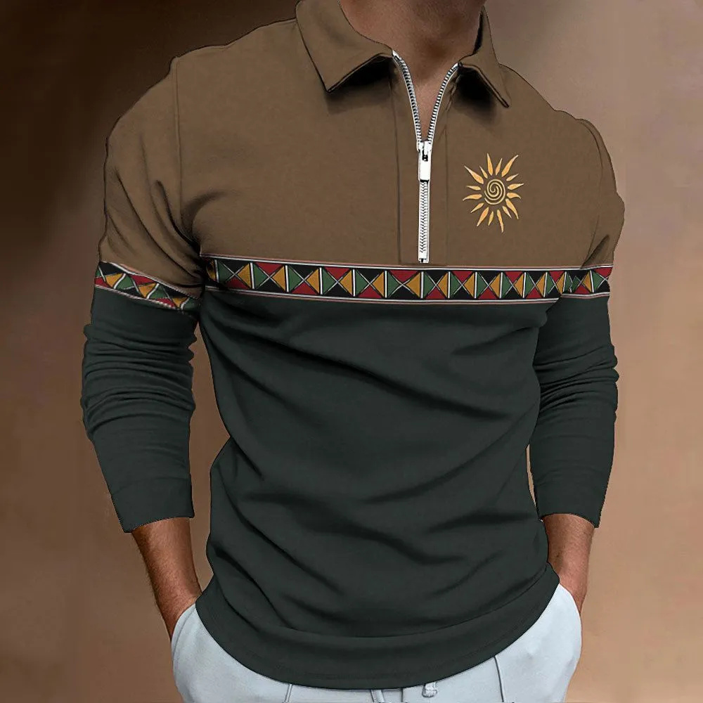 Men'S Fashion Golf Clothing - Mens Polo Shirts Retro Color Blocking