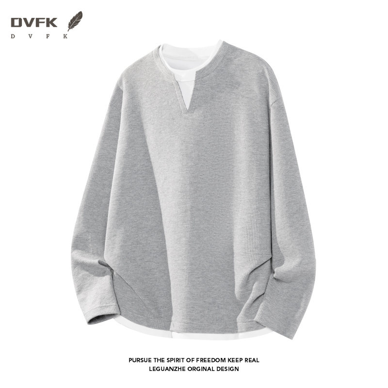 Mens Fashion Summer - Men Fake Two Piece Long Sleeve