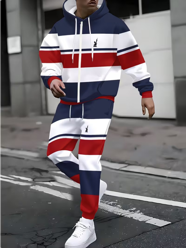 Men'S Fashion Zipper Hoodie - Men Zip Up Hoodie Tracksuit Set
