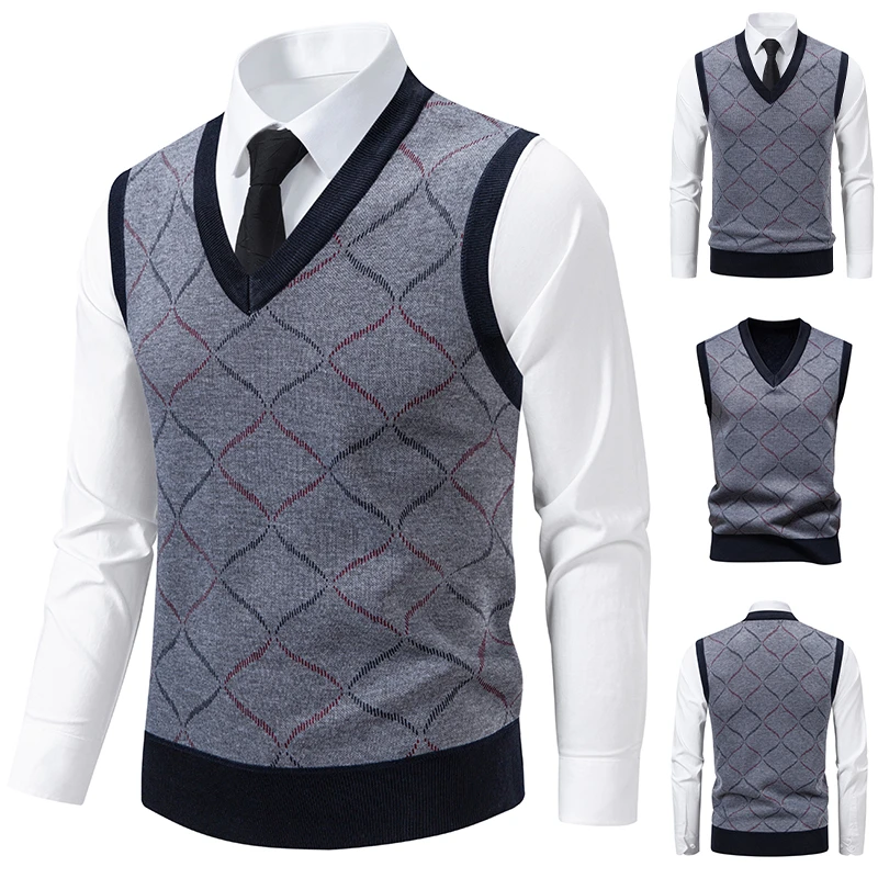 Men'S Fashion V Neck Sweater - Men's 2026 V-neck Knitted Sweater Warm