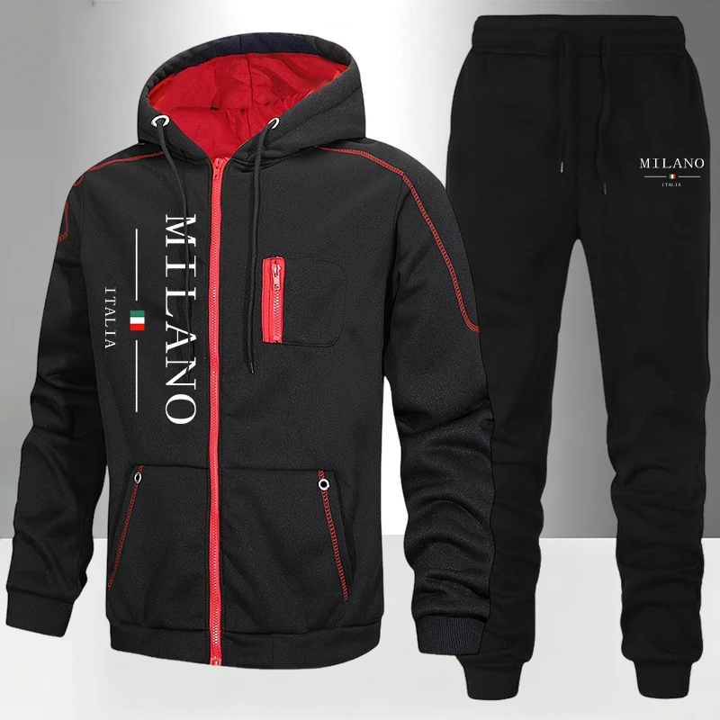 Men'S Fashion Zipper Hoodie - italy Fashion Men's Set/Coat/Pants Autumn Winter