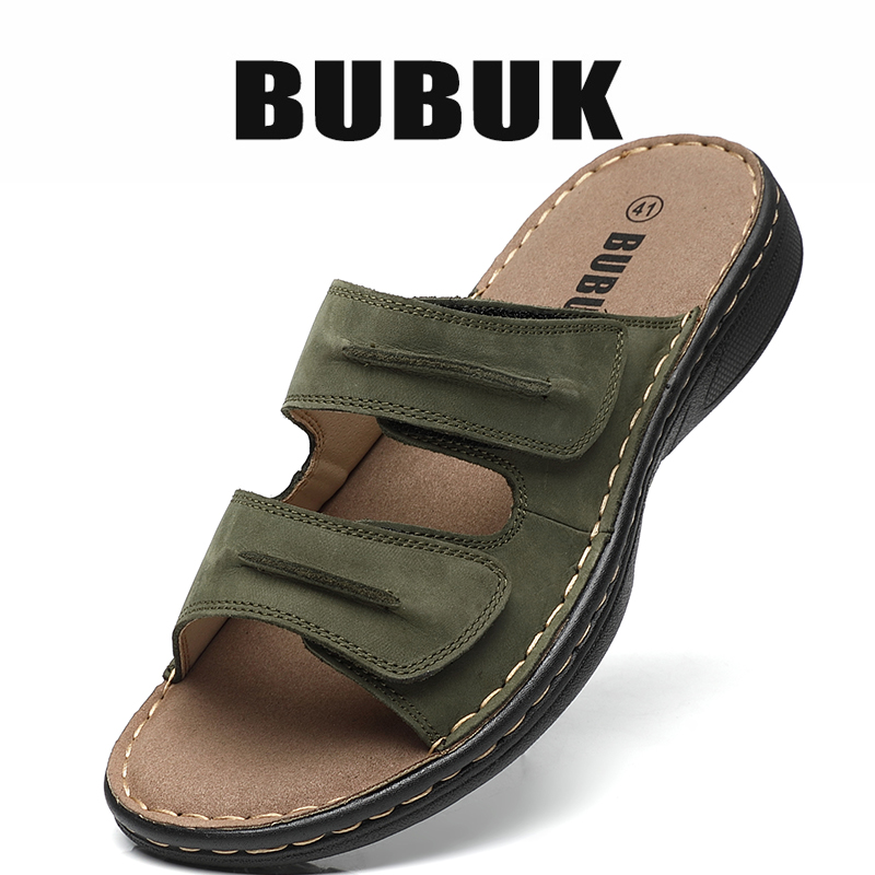 Mens Fashion Workwear - Bubuk Men's Genuine Leather Sports Slippers,