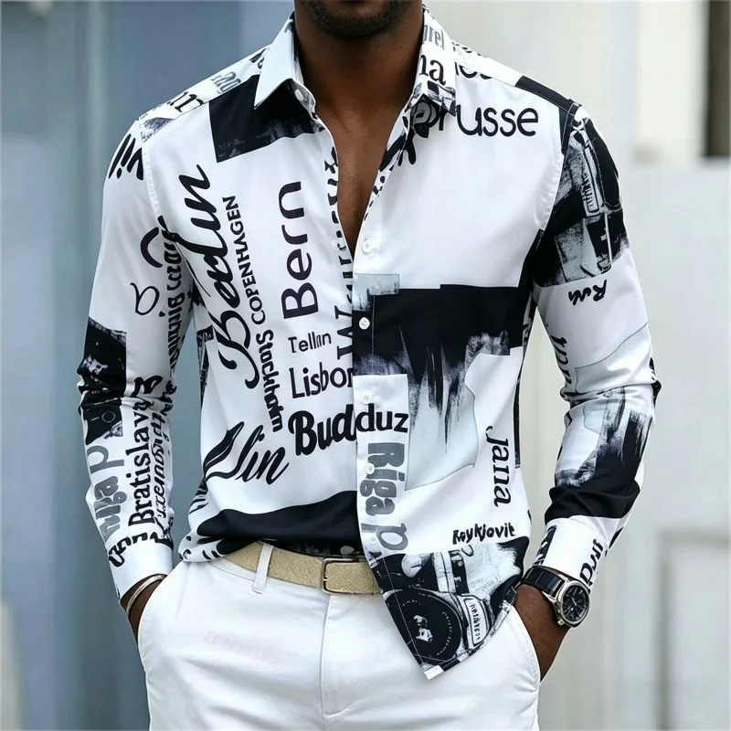 Men's Printed Long-sleeve Shir - огляд і ціна Mens Fashion Summer