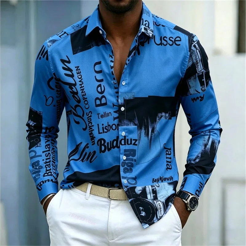 Men's Printed Long-sleeve Shir - огляд і ціна Mens Fashion Summer