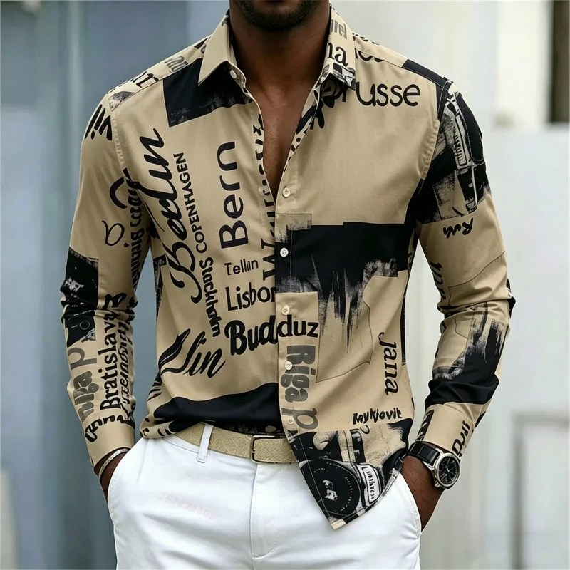Men's Printed Long-sleeve Shir - огляд і ціна Mens Fashion Summer