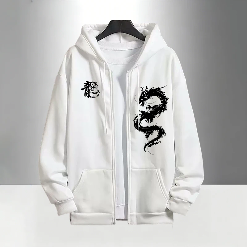 Chinese Dragon Print Tracksuit - огляд і ціна Men'S Fashion Zipper Hoodie