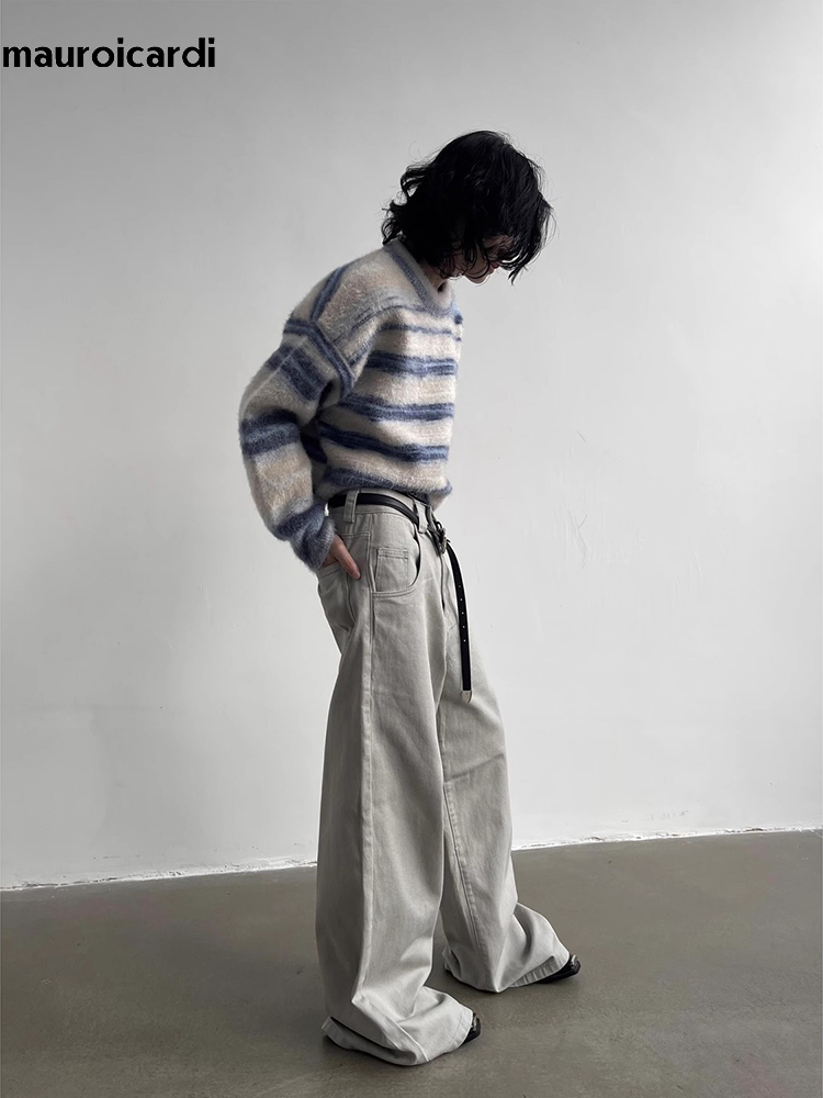 Mauroicardi Autumn Grey Flowy  - огляд і ціна Mens Fashion Dark Grey Pants