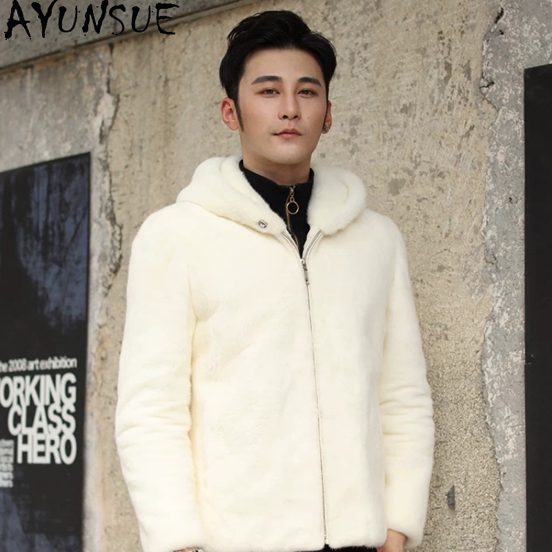 AYUSNUE Natural Mink Coat Men  - огляд і ціна Men'S Fashion Zipper Hoodie
