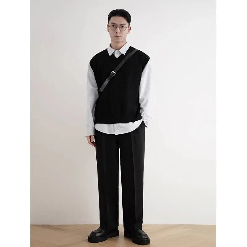 2024 Early Autumn Simple Black - огляд і ціна Men'S Fashion V Neck Sweater
