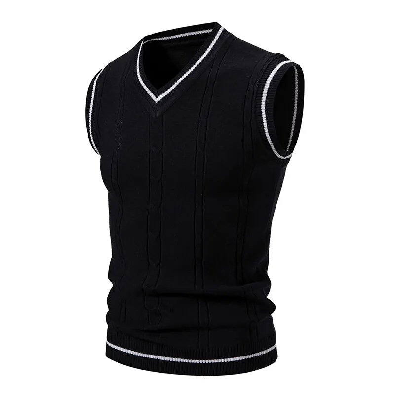 Autumn Men's V Neck Knit Vests - огляд і ціна Men'S Fashion V Neck Sweater