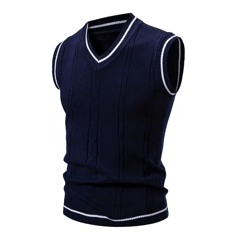 Autumn Men's V Neck Knit Vests - огляд і ціна Men'S Fashion V Neck Sweater