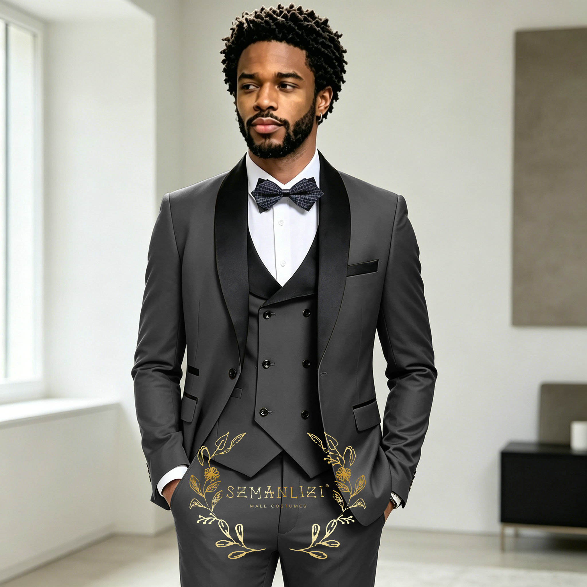 Dark Grey Men's Tuxedo Wedding - огляд і ціна Mens Fashion Dark Grey Pants