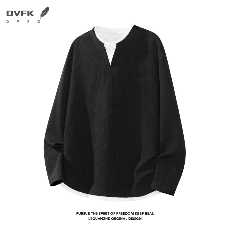 Men Fake Two Piece Long Sleeve - огляд і ціна Mens Fashion Summer