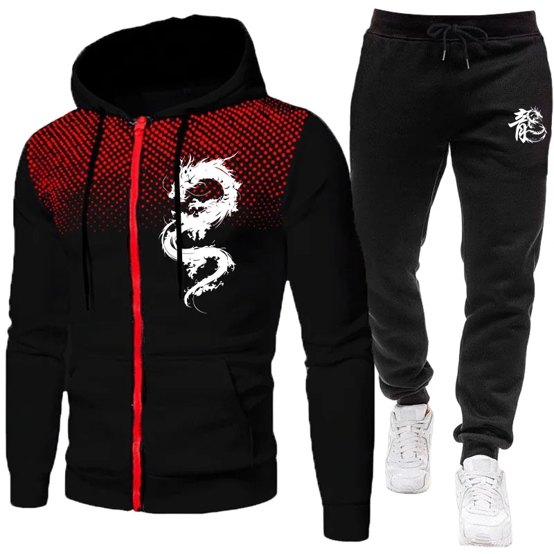 Men's Paris Dragon Pattern Fas - огляд і ціна Men'S Fashion Zipper Hoodie
