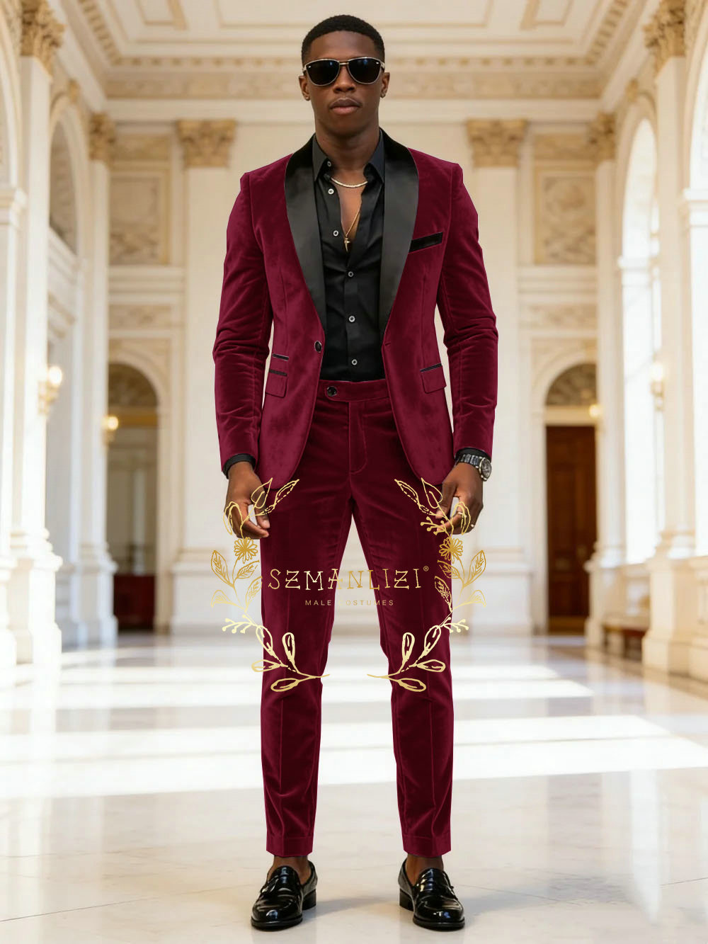 Dark Grey Velvet 2 Pieces Men  - огляд і ціна Mens Fashion Dark Grey Pants