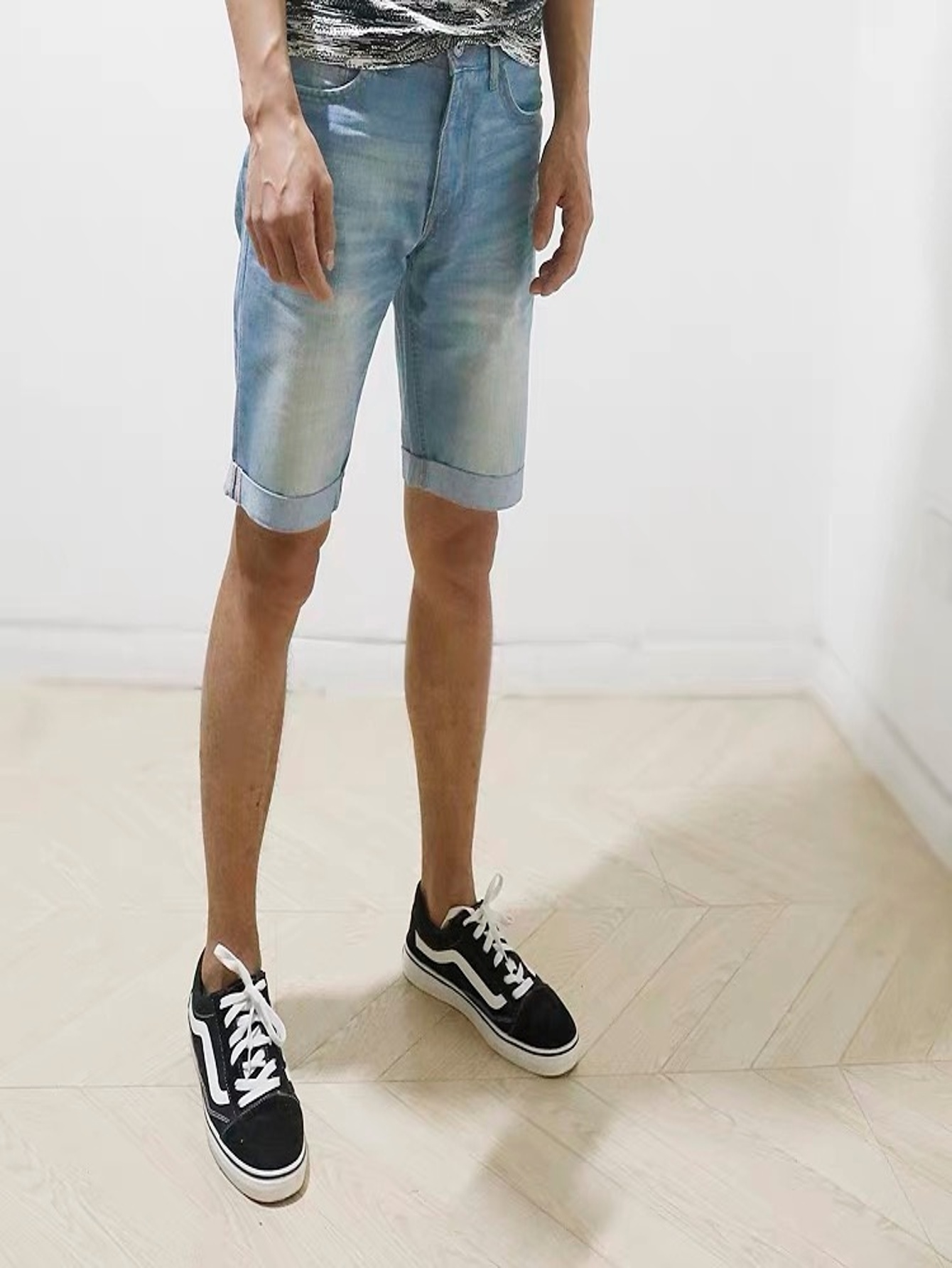 Men Skinny Fit Blue Denim Shor - огляд і ціна Men'S Fashion Jeans
