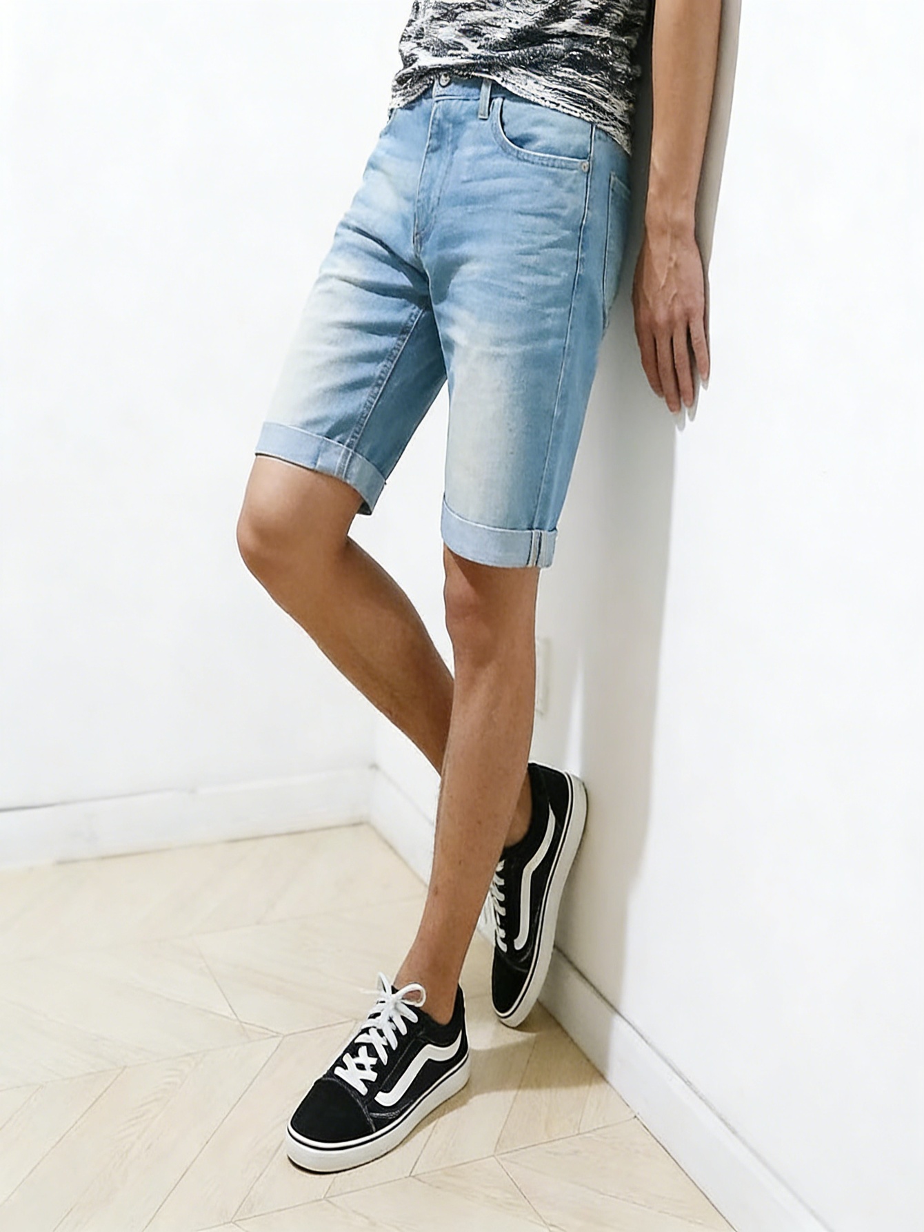 Men Skinny Fit Blue Denim Shor - огляд і ціна Men'S Fashion Jeans