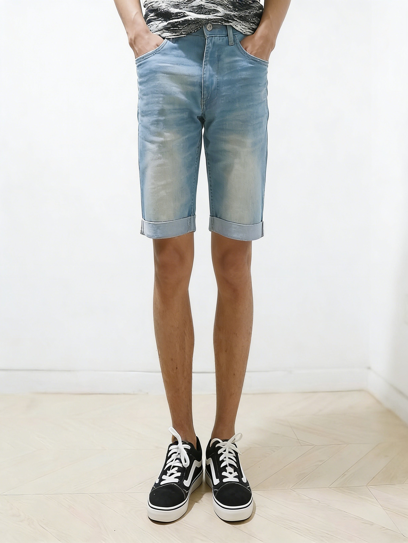 Men Skinny Fit Blue Denim Shor - огляд і ціна Men'S Fashion Jeans