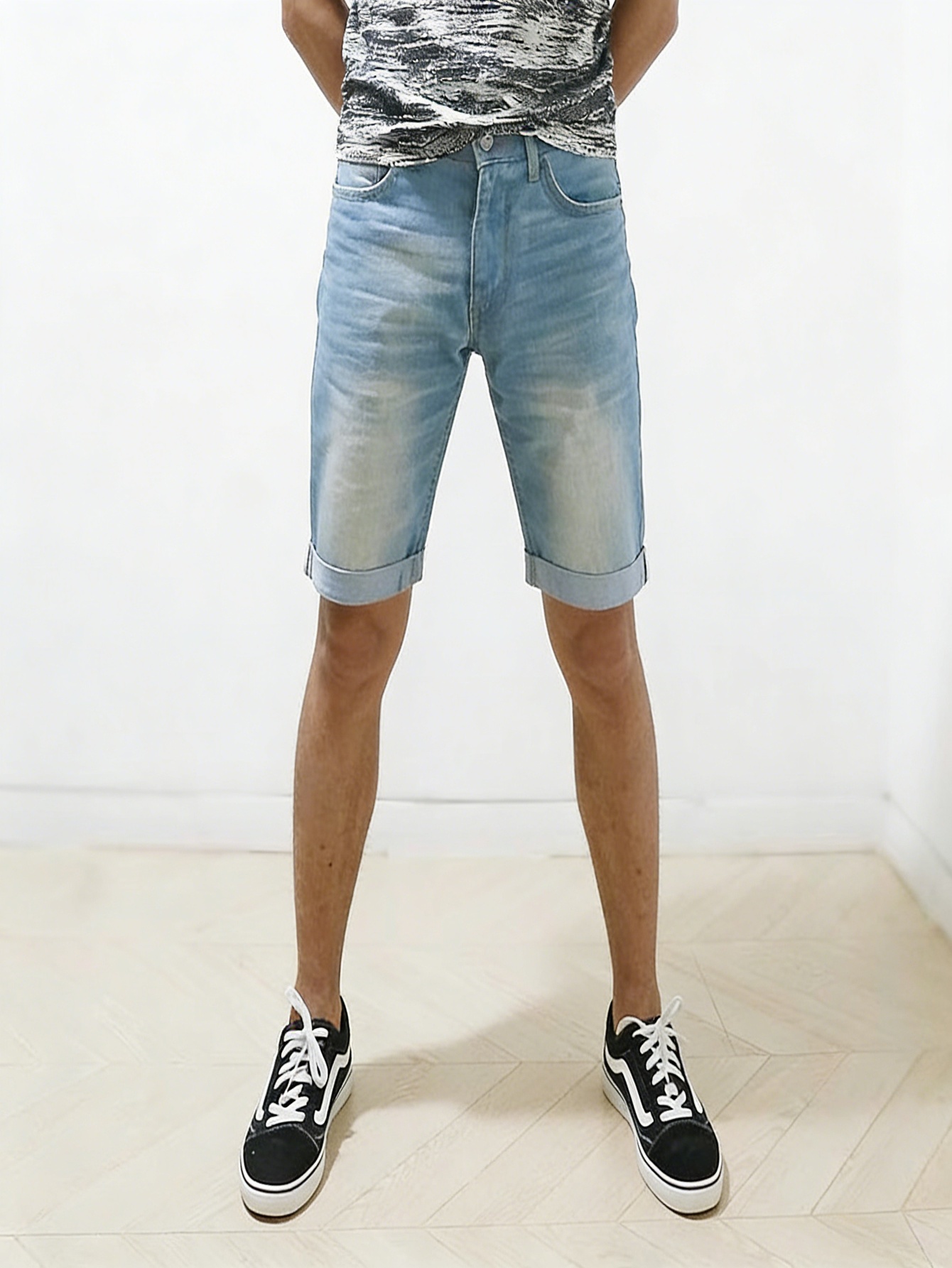 Men Skinny Fit Blue Denim Shor - огляд і ціна Men'S Fashion Jeans