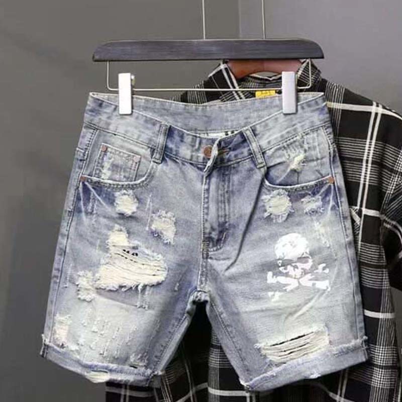 Summer Men's Worn Bead Hole Be - огляд і ціна Men'S Fashion Jeans