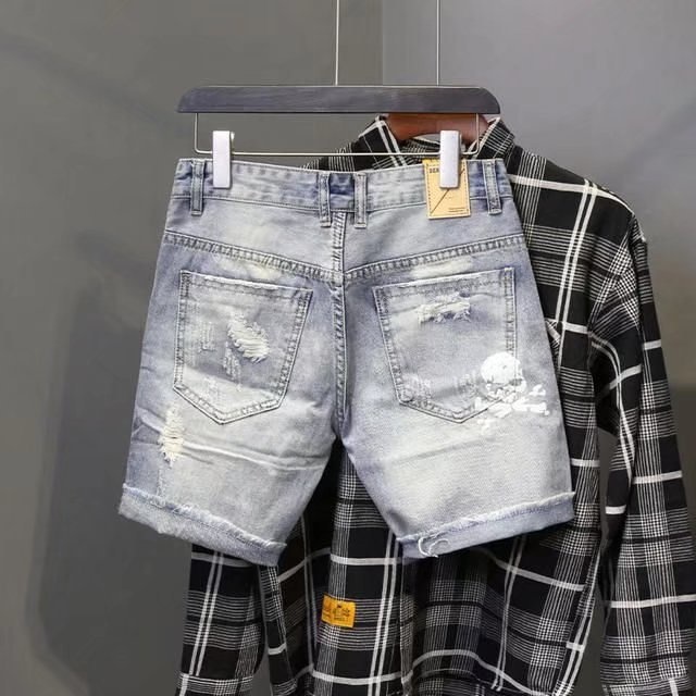 Summer Men's Worn Bead Hole Be - огляд і ціна Men'S Fashion Jeans